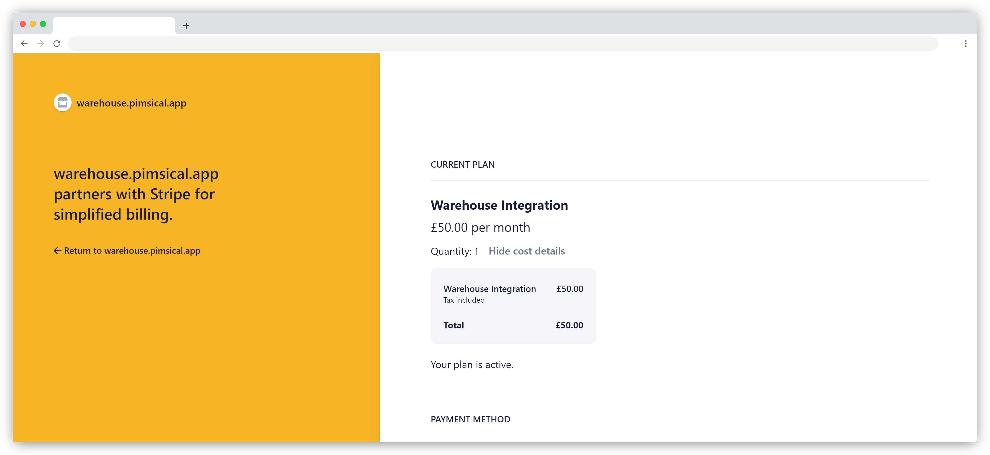 Preview of warehouse billing management